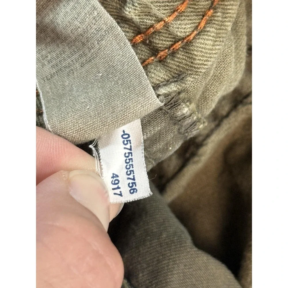 Y2k American Eagle Cargo Shorts Mens 32 Green Canvas Relaxed 11 Inseam Vintage